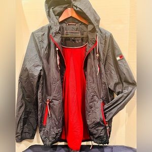 Tommy Hilfiger Women`s Sz L , Dark Blue Full Zip Windbreaker Jacket